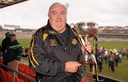 26 February 2012; Ulster manager Joe Kernan with the cup after the game. M Donnelly GAA Football Interprovincial Championship Final, Ulster v Munster, Morgan Athletic Grounds, Armagh. Photo by Sportsfile
