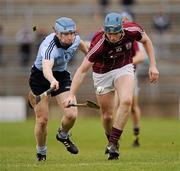 26 February 2012; Conor Cooney, Galway, in action against Joseph Boland, Dublin. Allianz Hurling League, Division 1A, Round 1, Galway v Dublin, Pearse Stadium, Salthill, Galway. Picture credit: Stephen McCarthy / SPORTSFILE