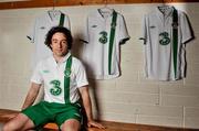 27 February 2012; Three, proud sponsors of the Republic of Ireland football team, today launches the new Umbro Republic of Ireland away jersey. Pictured wearing the new kit is Republic of Ireland player Stephen Hunt. The Three sponsored jersey is available now and will be worn for the first time on the pitch for the Republic of Ireland’s Euro 2012 warm up friendly match against the Czech Republic on Wednesday 29th February. To celebrate the launch, Three is giving away 8 pairs of tickets to the match, just go to www.facebook.com/3Football for more details, terms and conditions and apply. Gannon Park, Malahide, Co. Dublin. Picture credit: David Maher / SPORTSFILE