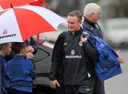 27 February 2012; Northern Ireland manager Michael O'Neill arrives for squad training ahead of their International Friendly match against Norway on Wednesday. Northern Ireland Squad Training, Civil Service Sports Pavilion, Upper Newtownards Road, Belfast, Co. Antrim. Picture credit: Oliver McVeigh / SPORTSFILE