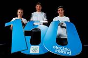 27 February 2012; The Olympics officially get underway in 150 days and Electric Ireland, proud sponsors of Team Ireland, marked the occasion with the launch of their own Olympic “Get Energised” Challenge. For more information, check out www.facebook.com/electricireland. At the launch are Team Ireland athletes, from left, Fionnuala Britton, David Gillick and Michael Conlan. Picture credit: Stephen McCarthy / SPORTSFILE