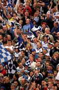 30 June 2002; Waterford hurling fans cheer on their side during the game. Waterford v Tipperary, Guinness Munster Hurling Final, Pairc Ui Chaoimh, Cork. Picture credit; Ray McManus / SPORTSFILE