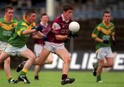 30 June 2002; Niall Coleman, Galway in action against Daniel Beck, Leitrim, Galway v Leitrim, Connacht Minor Football Championship Final, McHale Park, Castlebar, Mayo. Picture credit; David Maher / SPORTSFILE