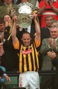 7 July 2002; Kilkenny captain Andy Comerford lifts the cup after victory in the final. Kilkenny v Wexford, Guinness Leinster Senior Hurling Championship Final, Croke Park, Dublin. Hurling. Picture credit; Ray McManus / SPORTSFILE