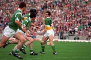 4 September 1994; Johnny Dooley, Offaly, takes a free which resulted in a goal late in the game. All Ireland Hurling Final, Offaly v Limerick, Croke Park, Dublin. Picture credit: Ray McManus / SPORTSFILE