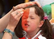 7 July 2002; A young Armagh fan has her face painted before the game. Armagh v Donegal, Ulster Football Final, St Tighearnachs Park, Clones, Co. Monaghan. Picture credit; Damien Eagers / SPORTSFILE