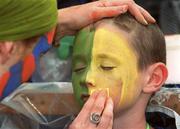 7 July 2002; A young Donegal fan has his face painted before the game. Armagh v Donegal, Ulster Football   Final, St Tighearnachs Park, Clones, Co. Monaghan. Picture credit; Damien Eagers / SPORTSFILE