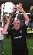8 July 2002; Armagh manager Joe Kernan lifts the Anglo-Celt Cup after victory over Donegal. Armagh v Donegal, Ulster Football Final, St Tighearnachs Park, Clones, Co. Monaghan. Picture credit; Damin Eagers / SPORTSFILE