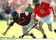 14 July 2002; Fergal Healy, Galway, is tackled by Wayne Sherlock, Cork. Guinness All-Ireland Hurling Championship Qualifier, Galway v Cork, Semple Stadium, Thurles, Co. Tipperary. Picture credit; Brendan Moran / SPORTSFILE