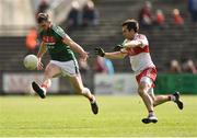 1 July 2017; Seamus O'Shea of Mayo in action against Benny Heron of Derry during the GAA Football All-Ireland Senior Championship Round 2A match between Mayo and Derry at Elverys MacHale Park, in Castlebar, Co Mayo. Photo by David Maher/Sportsfile