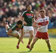 1 July 2017; Jason Doherty of Mayo in action against Enda Lynn of Derry during the GAA Football All-Ireland Senior Championship Round 2A match between Mayo and Derry at Elverys MacHale Park, in Castlebar, Co Mayo. Photo by David Maher/Sportsfile