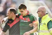 1 July 2017; Lee Keegan of Mayo is helped off the pitch by medical staff during the GAA Football All-Ireland Senior Championship Round 2A match between Mayo and Derry at Elverys MacHale Park, in Castlebar, Co Mayo. Photo by David Maher/Sportsfile
