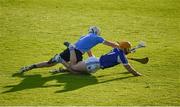 1 July 2017; Shane Barrett of Dublin in action against Cahir Healy of Laois during the GAA Hurling All-Ireland Senior Championship Round 1 match between Dublin and Laois at Parnell Park in Dublin. Photo by David Fitzgerald/Sportsfile
