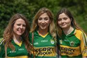 2 July 2017; Kerry supporters Lisa Mulville, left, with Cathrine Rahilly, centre, and Siobhan Rahilly on their way to the Munster GAA Football Senior Championship Final match between Kerry and Cork at Fitzgerald Stadium in Killarney, Co Kerry. Photo by Eóin Noonan/Sportsfile