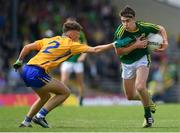 2 July 2017; Donal O’Sullivan of Kerry in action against Jack Sheedy of Clare during the Electric Ireland Munster GAA Football Minor Championship Final match between Kerry and Clare at Fitzgerald Stadium in Killarney, Co Kerry. Photo by Brendan Moran/Sportsfile