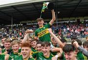 2 July 2017; Kerry captain David Clifford and his team-mates celebrate with the cup after the Electric Ireland Munster GAA Football Minor Championship Final match between Kerry and Clare at Fitzgerald Stadium in Killarney, Co Kerry. Photo by Brendan Moran/Sportsfile