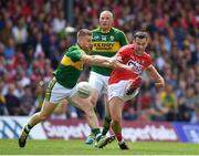 2 July 2017; Niall Coakley of Cork in action against Peter Crowley of Kerry during the Munster GAA Football Senior Championship Final match between Kerry and Cork at Fitzgerald Stadium in Killarney, Co Kerry. Photo by Brendan Moran/Sportsfile