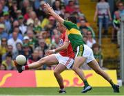 2 July 2017; Paul Kerrigan of Cork in action against Shane Enright of Kerry during the Munster GAA Football Senior Championship Final match between Kerry and Cork at Fitzgerald Stadium in Killarney, Co Kerry. Photo by Brendan Moran/Sportsfile