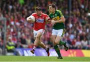 2 July 2017; Tomás Clancy of Cork in action against David Moran of Kerry during the Munster GAA Football Senior Championship Final match between Kerry and Cork at Fitzgerald Stadium in Killarney, Co Kerry. Photo by Brendan Moran/Sportsfile