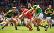 2 July 2017; Sean Powter of Cork in action against Donnchadh Walsh, left, and Anthony Maher of Kerry during the Munster GAA Football Senior Championship Final match between Kerry and Cork at Fitzgerald Stadium in Killarney, Co Kerry. Photo by Brendan Moran/Sportsfile