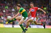 2 July 2017; David Moran of Kerry in action against Kevin O'Driscoll of Cork during the Munster GAA Football Senior Championship Final match between Kerry and Cork at Fitzgerald Stadium in Killarney, Co Kerry. Photo by Brendan Moran/Sportsfile