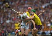 2 July 2017; John Hanbury of Galway in action against Lee Chin and Aidan Nolan of Wexford during the Leinster GAA Hurling Senior Championship Final match between Galway and Wexford at Croke Park in Dublin. Photo by Ray McManus/Sportsfile
