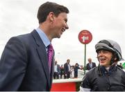 2 July 2017; Trainer Joseph O'Brien, left, and jockey Wayne Lordan after winning the Comer Group International Curragh Cup during the Dubai Duty Free Irish Derby Festival 2017 on Sunday at the Curragh in Kildare. Photo by Seb Daly/Sportsfile
