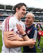 2 July 2017; Joseph Cooney of Galway is congratulated by the Galway manager Micheál Donoghue after the Leinster GAA Hurling Senior Championship Final match between Galway and Wexford at Croke Park in Dublin. Photo by Ray McManus/Sportsfile