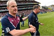 2 July 2017; Galway manager Micheál Donoghue shakes hands with Wexford manager Davy Fitzgerald at the end of the Leinster GAA Hurling Senior Championship Final match between Galway and Wexford at Croke Park in Dublin. Photo by David Maher/Sportsfile