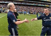 2 July 2017; Galway manager Micheál Donoghue shakes hands with Wexford manager Davy Fitzgerald at the end of the Leinster GAA Hurling Senior Championship Final match between Galway and Wexford at Croke Park in Dublin. Photo by David Maher/Sportsfile
