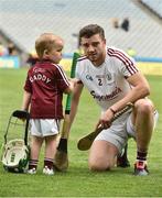 2 July 2017;  Adrian Tuohey of Galway celebrates with his young son Jamie age 3 at the end of the Leinster GAA Hurling Senior Championship Final match between Galway and Wexford at Croke Park in Dublin. Photo by David Maher/Sportsfile