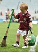 2 July 2017;  Jamie Tuohey age 3 holds the hurley and helmet of his father Adrian Tuohey at the end of the Leinster GAA Hurling Senior Championship Final match between Galway and Wexford at Croke Park in Dublin. Photo by David Maher/Sportsfile