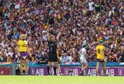 2 July 2017; Referee Colm Lyons calls on 'Hawkeye' decision during the Leinster GAA Hurling Senior Championship Final match between Galway and Wexford at Croke Park in Dublin. Photo by Ray McManus/Sportsfile
