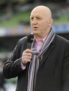 25 February 2012; Former Ireland captain Keith Wood in his role as match analyst for BBC television. RBS Six Nations Rugby Championship, Ireland v Italy, Aviva Stadium, Lansdowne Road, Dublin. Picture credit: Brendan Moran / SPORTSFILE