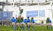 25 February 2012; Donncha O'Callaghan, Ireland, wins a lineout against Italy. RBS Six Nations Rugby Championship, Ireland v Italy, Aviva Stadium, Lansdowne Road, Dublin. Picture credit: Brendan Moran / SPORTSFILE