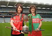 28 February 2012; In attendance at the All-Ireland Camogie Club Finals Captains Day at Croke Park are, Una Leacy, left, Oulart the Ballagh, Wexford, and Mary Looby, Drom/Inch, Tipperary. Oulart the Ballagh face Drom/Inch in the All Ireland Senior Final at 3.00pm while Eoghan Rua play Ardrahan at 1.00pm in the Intermediate decider on Sunday, March 4th. Croke Park, Dublin. Photo by Sportsfile