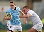 28 February 2012; Nick McCarthy, St Michael's College, in action against Kenneth Murphy, Presentation College, Bray. Powerade Leinster Schools Senior Cup, 2nd Round, St Michael's College v Presentation College, Donnybrook Stadium, Donnybrook, Dublin. Photo by Sportsfile