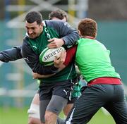 29 February 2012; Ireland's Rob Kearney is tackled by Paddy Jackson during squad training ahead of their side's RBS Six Nations Rugby Championship game against France on Sunday. Ireland Rugby Squad Training, Carton House, Maynooth, Co. Kildare. Picture credit: Matt Browne / SPORTSFILE