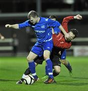 28 February 2012; Neil Harney, Athlone IT, in action against Ben Ryan, IT Carlow. Umbro CUFL Premier Division Final, IT Carlow v Athlone IT, Frank Cooke Park, Glasnevin, Dublin. Picture credit: Barry Cregg / SPORTSFILE