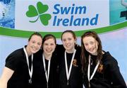 29 February 2012; Kilkenny Swim Club team, from left, Jess Stallard, Megan FitzGerald, Kate Walsh, and Jane Roberts who won gold in the Women's 4 x 100m Freestyle event during the Irish Long Course National Swimming Championships/Olympic Trials. National Aquatic Centre, Abbotstown, Dublin. Picture credit: Brian Lawless / SPORTSFILE