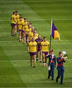 2 July 2017; Joint Wexford captains Lee Chin, 11, and Matthew O'Hanlon lead their team in the traditional preee match parade before the Leinster GAA Hurling Senior Championship Final match between Galway and Wexford at Croke Park in Dublin. Photo by Ray McManus/Sportsfile