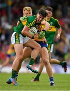 2 July 2017; Cian Gammell of Kerry in action against Danny Griffin of Clare during the Electric Ireland Munster GAA Football Minor Championship Final match between Kerry and Clare at Fitzgerald Stadium in Killarney, Co Kerry. Photo by Brendan Moran/Sportsfile