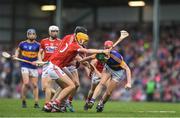 3 July 2017; Paddy Cadell of Tipperary in action against Craig Hanafin of Cork during the Electric Ireland Munster GAA Hurling Minor Championship semi-final replay match between Cork and Tipperary at Páirc Uí Rinn, Cork. Photo by Eóin Noonan/Sportsfile