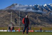 5 July 2017; British & Irish Lions head coach Warren Gatland stands in front of The Remarkables mountain range during a training session at the Queenstown Events Centre in Queenstown, New Zealand. Photo by Stephen McCarthy/Sportsfile