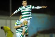 2 March 2012; Gary Twigg, Shamrock Rovers, celebrates after scoring his side's first goal. Airtricity League Premier Division, Drogheda United v Shamrock Rovers, United Park, Drogheda, Co. Louth. Photo by Sportsfile