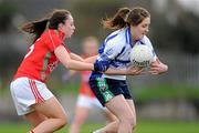 3 March 2012; Sorcha McNulty, Colaiste Ide agus Iosef, in action against Sara Rennick, St Leo’s. Tesco All-Ireland Post Primary Schools Senior A Semi-Final, St Leo’s, Carlow v Colaiste Ide agus Iosef, Limerick, McDonagh Park, Nenagh, Co. Tipperary. Picture credit: Ray McManus / SPORTSFILE