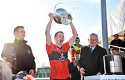 3 March 2012; UCC captain Shane Bourke lifts the cup after victory over CIT. Irish Daily Mail Fitzgibbon Cup Final, University College Cork v Cork Institute of Technology, Mardyke Arena, Cork. Picture credit: Diarmuid Greene / SPORTSFILE
