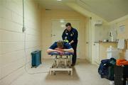 3 March 2012; Graham Geraghty, Meath, receives treatment from team physiotherapist Gerry Nolan before the game. Allianz Football League, Division 2, Round 3, Meath v Kildare, Páirc Táilteann, Navan, Co. Meath. Picture credit: Barry Cregg / SPORTSFILE