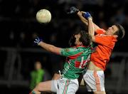 3 March 2012; Brendan Donaghy, Armagh, in action against Andy Moran, Mayo. Allianz Football League, Division 1, Armagh v Mayo, Morgan Athletic Grounds, Armagh. Picture credit: Oliver McVeigh / SPORTSFILE
