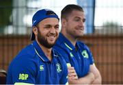 5 July 2017; Jamie Heaslip and Jamison Gibson-Park of Leinster Rugby came out to the Bank of Ireland Summer Camp to meet up with some local young rugby talent in Terenure College RFC. Pictured are Leinster's Jamison Gibson-Park, left, and Jamie Heaslip. Terenure College RFC, Terenure, Dublin. Photo by Seb Daly/Sportsfile